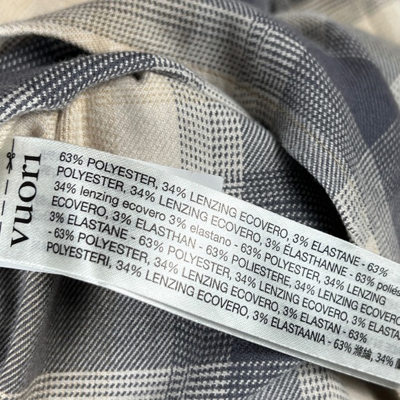 Vuori Mens Plaid Flannel Shirt Tan Grey Long Sleeve Button Down V1142 Size M - Picture 10 of 13